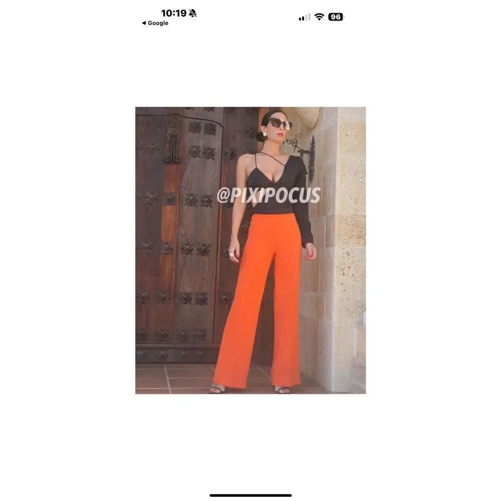 ZARA FLUID FLARE PANTS HIGH-WAISTED I PUMPKIN ORANGE SZ M